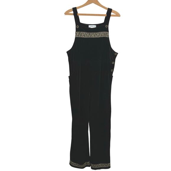 Coldwater Creek Women Velour Overalls Size MP Whimsigoth Boho 90s Indie Grunge - Picture 1 of 9